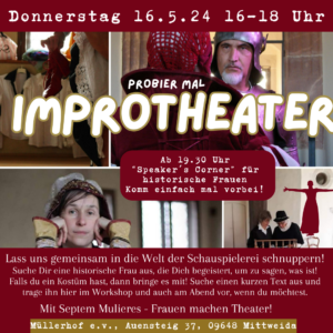 Improtheater für JederFrau - mit Auftrittsmöglichkeit am Abend @ Müllerhof e.V. Stall