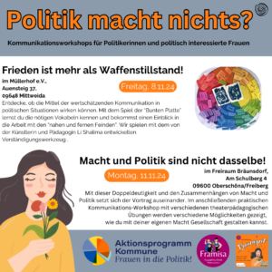 Wegen Krankheit verlegt/ Politik? Macht nichts? (Teil 1) @ Müllerhof e.V. - Semianarraum unter dem Dach