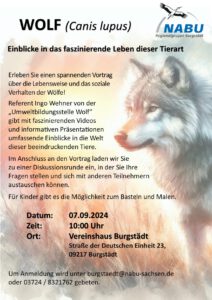 WOLF (Canis lupus) Einblicke in das faszinierende Leben dieser Tierart @ Vereinshaus Burgstädt